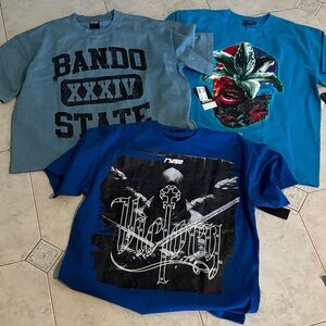 Men's Blue Graphic Dress Shirt